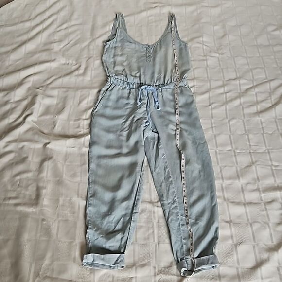 Women's Jumpsuit With Low V-Back Medium Light Blue Washed - Picture 8 of 16